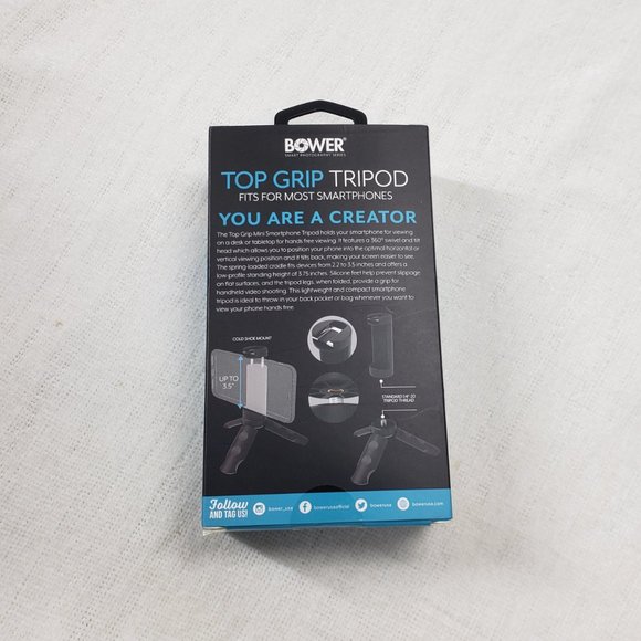 Bower Cold Shoe Mount 360 Degree Pan Top Grip Mini Smartphone Tripod New Sealed - Picture 2 of 9
